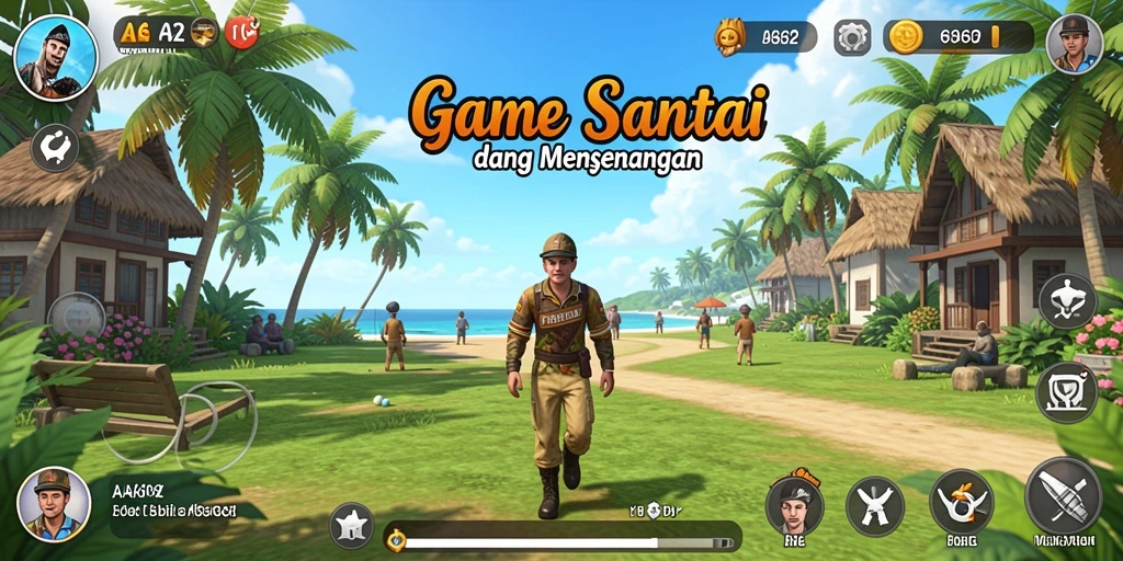 Tampilan utama gameplay AA62 yang seru dan santai.