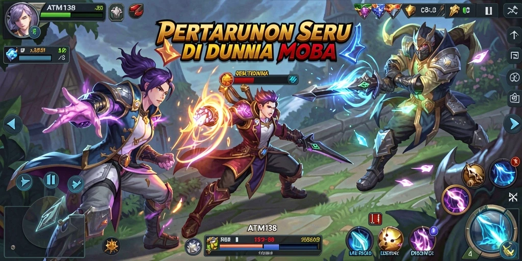 Tampilan gameplay seru di arena pertarungan MOBA.