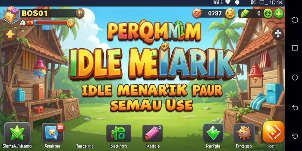 Tampilan gameplay BOS01 dengan karakter dan bangunan yang menarik.