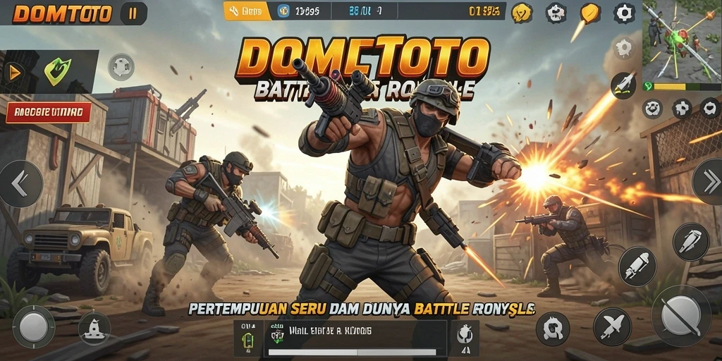 Gameplay mendebarkan DOMTOTO dalam pertempuran Battle Royale.