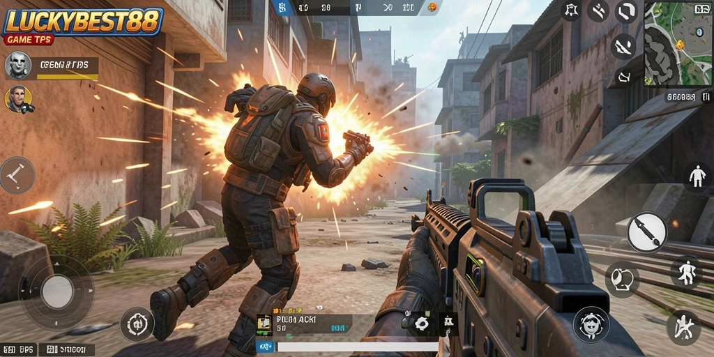 Tampilan gameplay LUCKYBEST88 yang epik di suasana tempur yang intens.