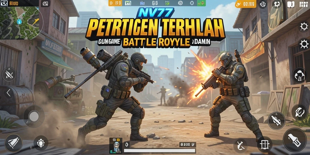 Gameplay NV77 yang intens dan mendebarkan dalam mode Battle Royale.