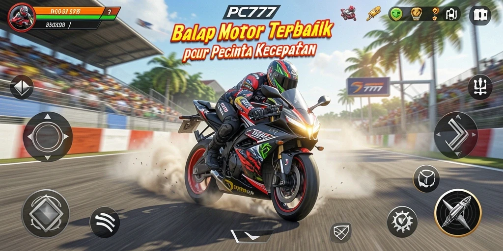 Tangkapan layar gameplay PC777 menampilkan aksi balapan yang cepat dan mendebarkan.