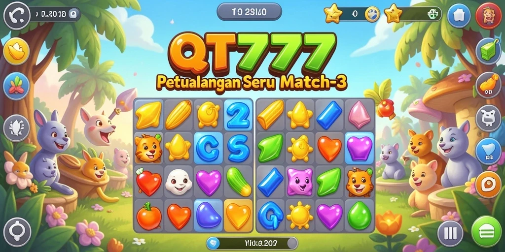 Screenshot gameplay QT777 menunjukkan berbagai level menantang dan grafis yang menarik.