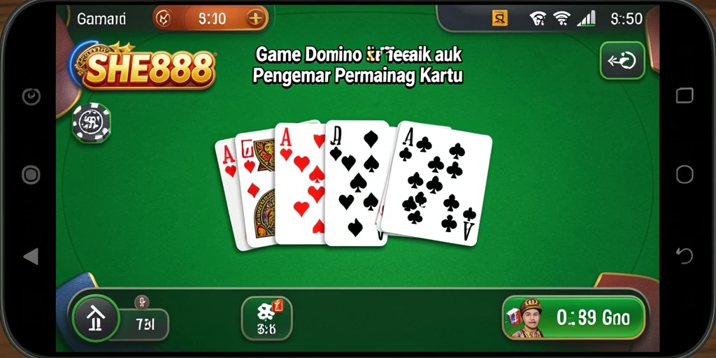 Tampilan gameplay SHE888 dengan aksi seru permainan Domino.