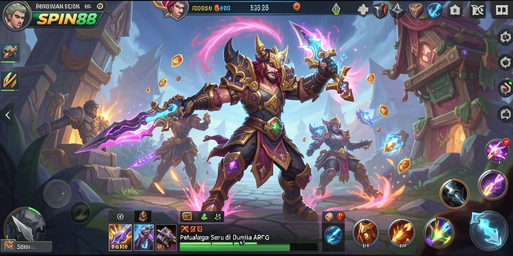 Tampilan aksi seru dalam permainan ARPG SPIN88.