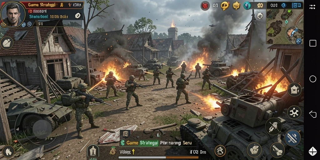 Tampilan menarik dari gameplay V21 yang menampilkan strategi perang.